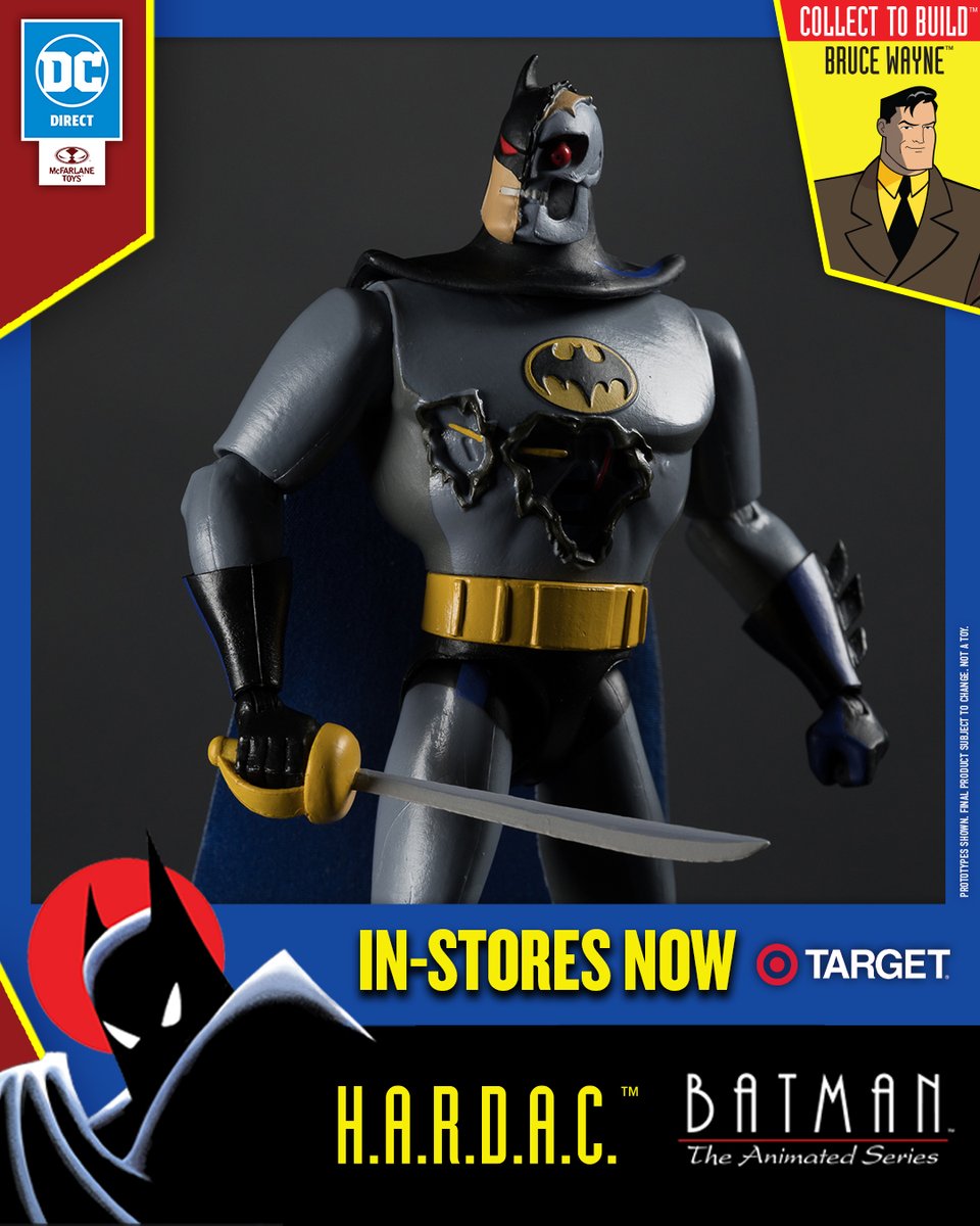 mcfarlanetoys's tweet photo. #HARDAC™ from #BatmanTheAnimatedSeries™ is available in-stores NOW exclusively at @Target!
6" scale figure includes 1 of 4 BRUCE WAYNE™ collect to build pieces, 4 extra hands, sword, 2 heads, 2 capes, art card and base.
#McFarlaneToys #DCDirect #Batman #Target https://t.co/iOS9ouNp8o