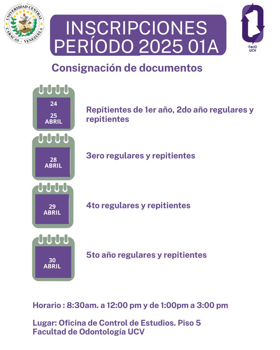 Información importante para nuestros estudiantes de la Facultad de Odontología de la #UCV