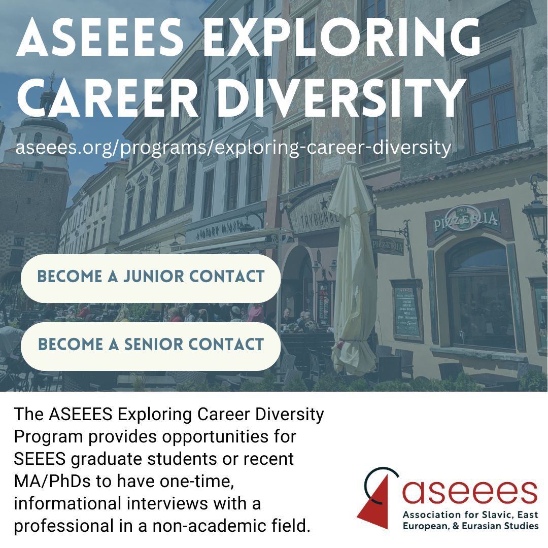 Become a Mentor for ASEEES Exploring Career Diversity
buff.ly/4aAmnDO 
Senior contacts for the ASEEES Exploring Career Diversity Program do not need to be ASEEES members.