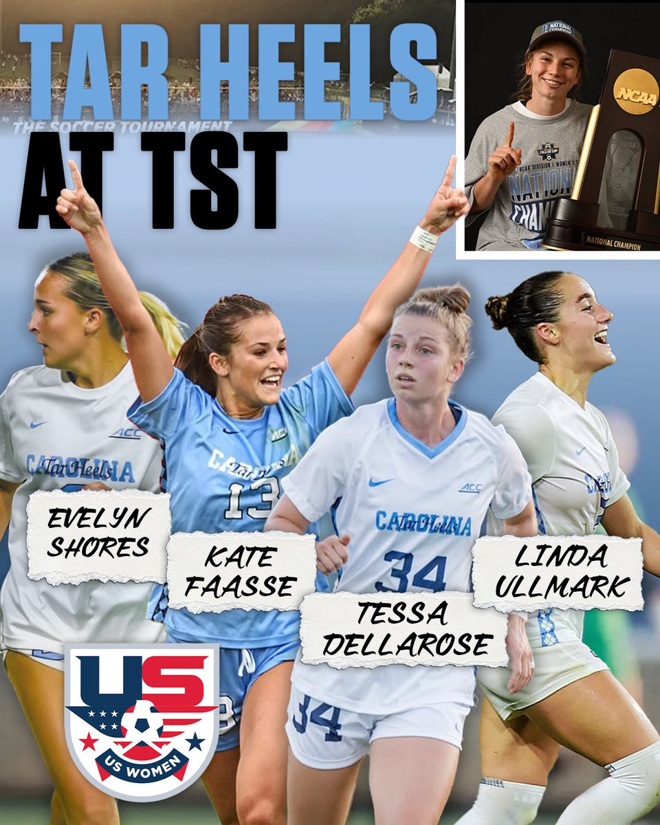 TST (@tst7v7) on Twitter photo UNC STARS are joining US Women🤩🏆
- Tessa Dellarose (TST '24 MVP, Champion & 2024 NCAA Champion)
- Kate Faasse (2024 NCAA POTY and Champion)
- Evelyn shores (2024 NCAA Champion)
- Linda Ullmark (2024 NCAA Champion)
<a href="/uncwomenssoccer/">UNC Women's Soccer</a> 💪🔥
TST Tickets: tst7v7.com/tickets UNC STARS are joining US Women🤩🏆
- Tessa Dellarose (TST '24 MVP, Champion & 2024 NCAA Champion)
- Kate Faasse (2024 NCAA POTY and Champion)
- Evelyn shores (2024 NCAA Champion)
- Linda Ullmark (2024 NCAA Champion)
<a href="/uncwomenssoccer/">UNC Women's Soccer</a> 💪🔥
TST Tickets: tst7v7.com/tickets