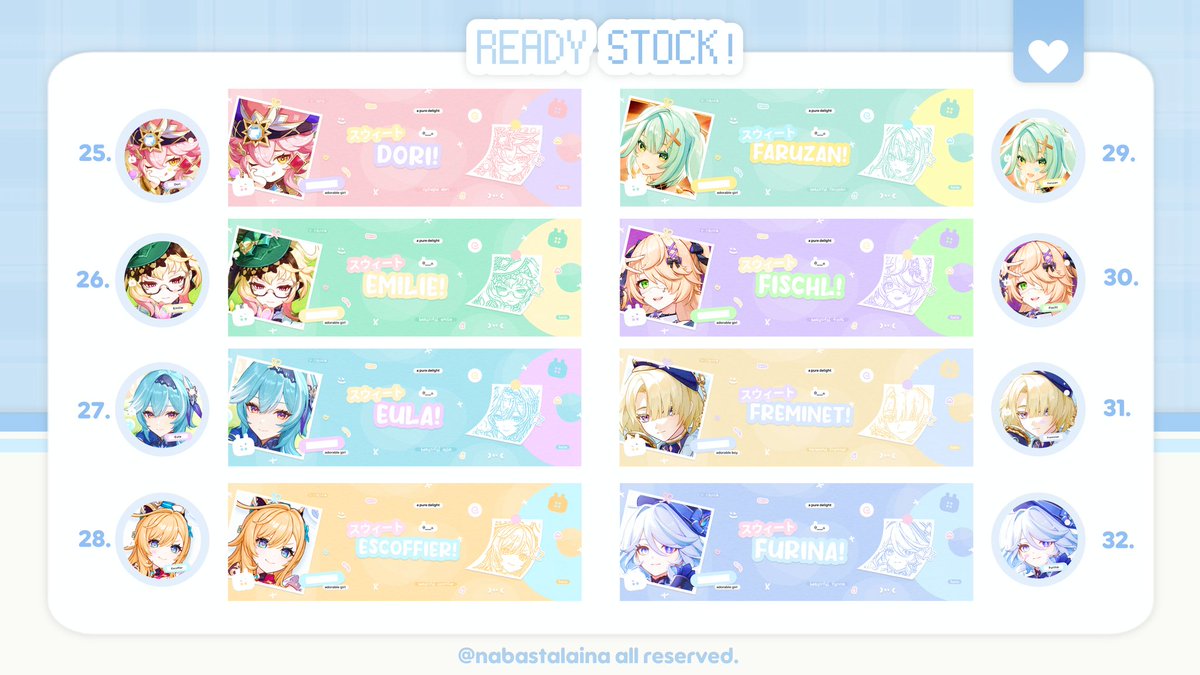 nabastalaina's tweet image. Halooo! 👋🏻 Selamat malamm. Setelah sekian lama... Akhirnya aku kembali dengan biiiigeeeeest ready stock special #genshin #gi only! Kalau misalnya ada yang tidak aman, boleh reach out aku yaa! Terus, kalau misalnya ada yang mahu ditag, bisa reply yaa! Terima kasih &amp;lt;3