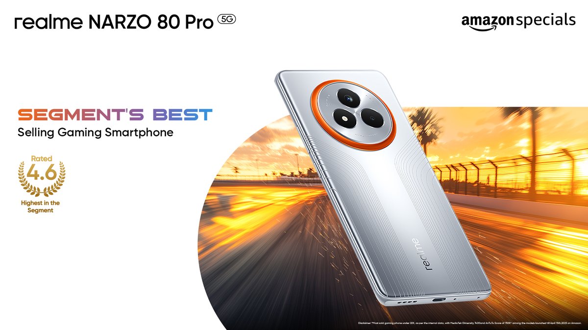 They’re raving about the best-seller for a reason!

The #realmeNARZO80Pro5G is the segment’s top pick—and gamers can’t get enough.
Join the winning team and own the game like a pro—before it’s too late.

Are you #ReadyToWin?

Buy Now:
realme.com: