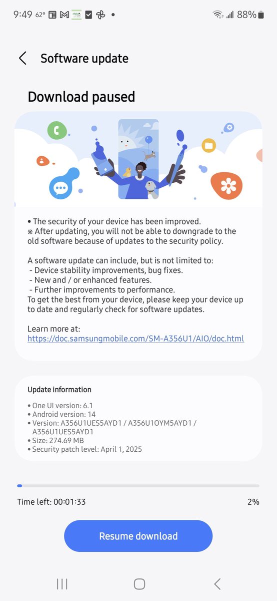 ultimate_phyco's tweet photo. Samsung Pushes April 2025 security patch to the Galaxy A35 in the US. Spotted on unlocked variant
#Samsungupdate #Sofwareupdate #OneUI https://t.co/9T1yTK8V2B