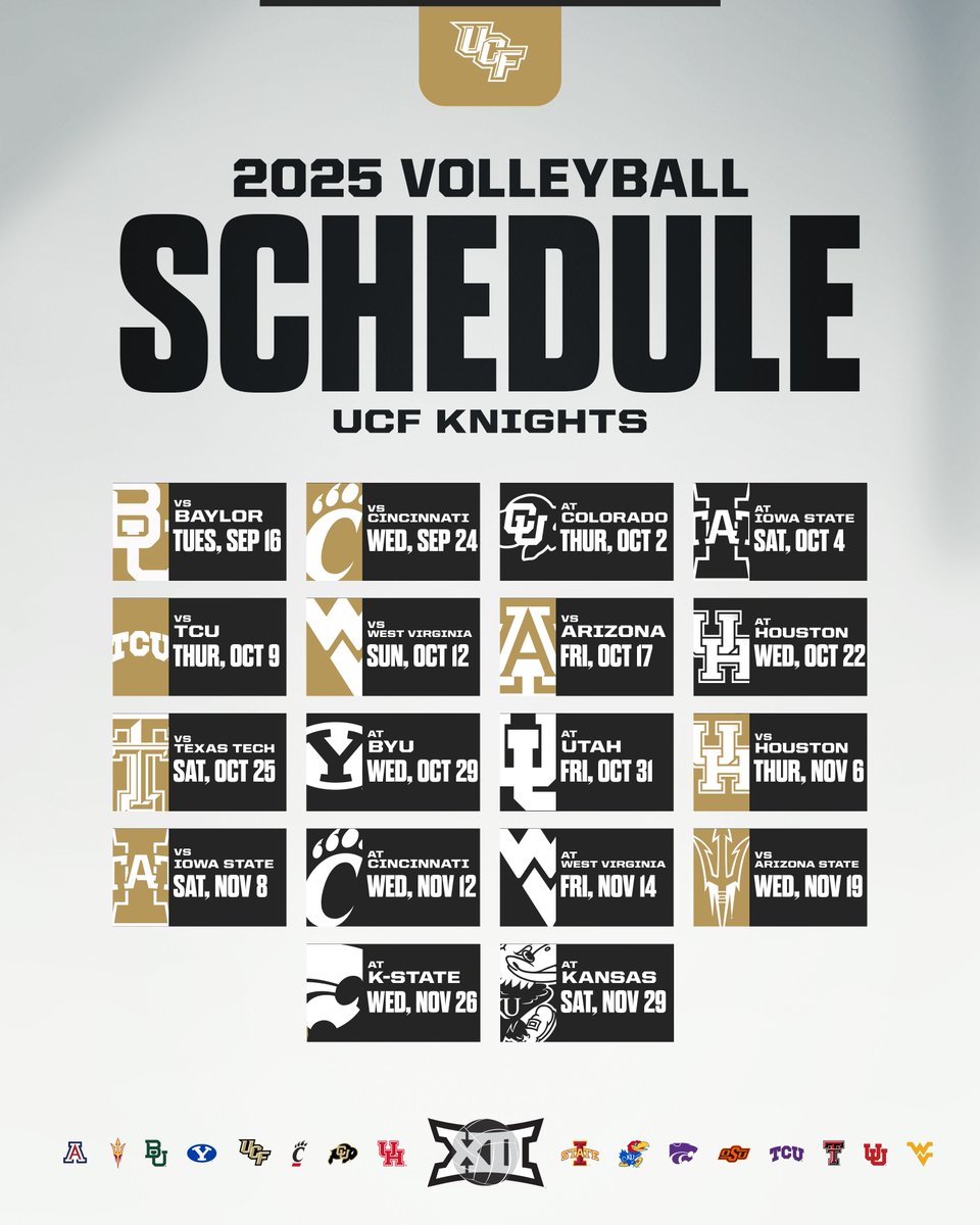2025 Big 12 Volleyball Schedule Release 🏐🗓️

UCF Knights | <a href="/UCF_Volleyball/">UCF Volleyball</a>