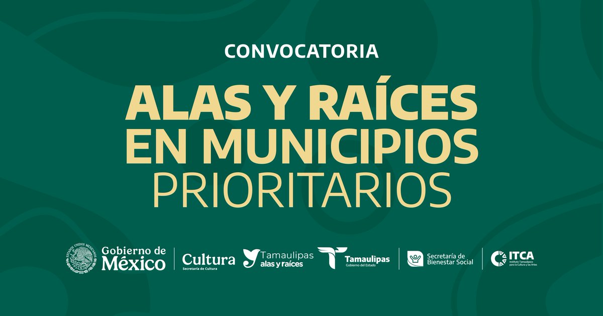Creadoras y creadores con experiencia en el desarrollo de actividades culturales dirigidas a infancias y adolescencias en situaciones adversas se invita a la convocatoria:
“<a href="/AlasyRaices/">Alas y Raíces</a> en municipios prioritarios”