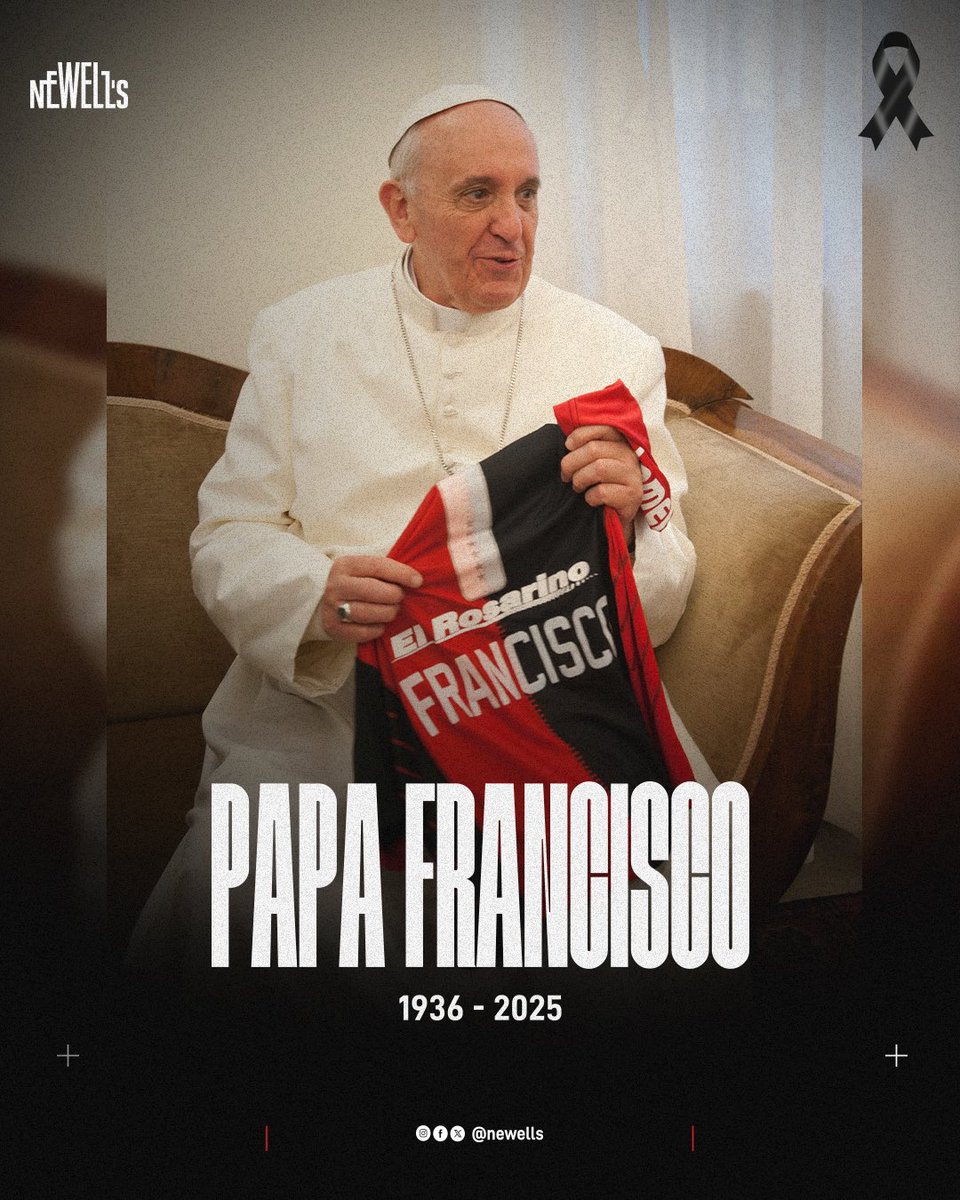 Newells's tweet photo. El Club Atlético Newell's Old Boys expresa su más sentido pésame por el fallecimiento del Papa Francisco y acompaña a sus seguidores en este momento de profundo dolor. 

#QEPD https://t.co/ghHptLNAEQ