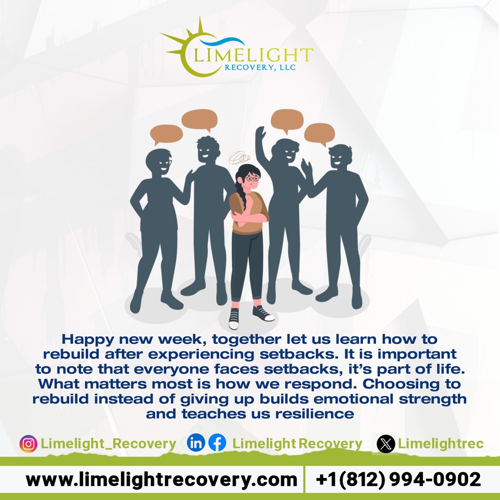 LimelightRec's tweet photo. Happy new week, together let us learn how to rebuild after experiencing setbacks. It is important to note that everyone faces setbacks, it’s part of life.

#BounceBackStronger #GrowthThroughChallenges #MentalHealthMatters https://t.co/7168HqMWxX