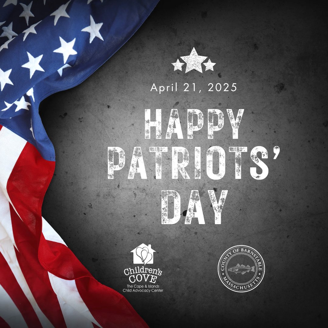 ChildrensCove's tweet photo. Our office, and all Barnstable County Government offices, are closed today in observance of Patriots' Day. Our team will return all calls, emails and messages tomorrow. https://t.co/xr3QkFePaB