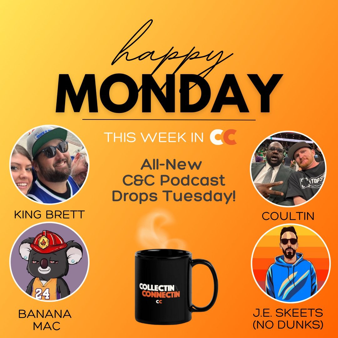 Happy Monday Fam!🏀

☕️Don’t miss this C&amp;CPod tomorrow featuring <a href="/jeskeets/">J.E. Skeets</a> talkin’ <a href="/NoDunksInc/">No Dunks</a>, #NBA, <a href="/NBATopShot/">NBA Top Shot</a>, &amp; More w/ KingBrett, BananaMac, &amp; Coultin!🍿

🚨New Ep. drops every Tuesday only on YouTube!📲

🎯SUB&amp;SHOP-LinksInBio⛓️

#NbaTopShotThis #WeareWedgie <a href="/TheAthleticNBA/">The Athletic NBA</a>