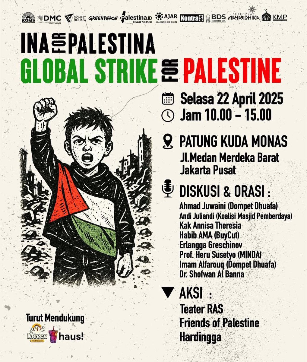 erlanishere's tweet photo. Besok di Patung Kuda Monas!
Kita akan menggelar aksi bersama. Satukan gerakan, satukan arah untuk Palestina! https://t.co/TbVq1bOduQ