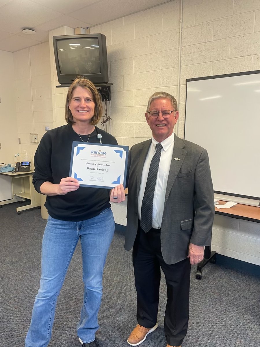 Rachel Furlong, Program Coordinator at the Transitional Learning Center, USD 610, Reno Co SPED, was recently awarded a $500 Classroom Grant by <a href="/kanaaeorg/">Kansas Teachers</a>. Rachel will be using the funds to purchase sensory decals for trauma-informed spaces for the school. Congratulations Rachel!