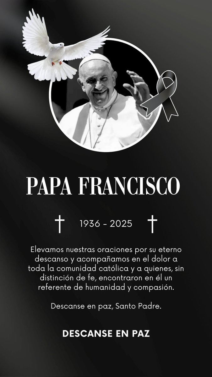 pedropalaciosu's tweet photo. Desde su elección como el primer Papa latinoamericano, Francisco tocó los corazones del mundo con su cercanía, su llamado a la misericordia y su incansable trabajo por la paz. Su legado permanecerá vivo en cada gesto de bondad y justicia que inspiró. https://t.co/jmzVkWgoqg