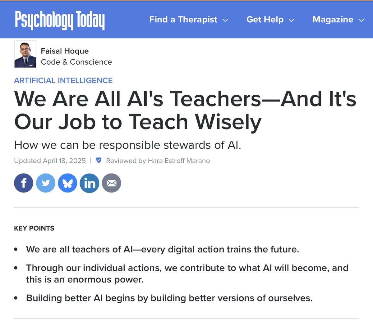 Faisal Hoque (@faisal_hoque) on Twitter photo "Perhaps the most important thing we can do to make #AI better is to work on ourselves." | <a href="/faisal_hoque/">Faisal Hoque</a> | <a href="/PsychToday/">Psychology Today</a>
psychologytoday.com/us/blog/code-c…
#humanity #leadership #Mindset #mindful #ethics #innovation "Perhaps the most important thing we can do to make #AI better is to work on ourselves." | <a href="/faisal_hoque/">Faisal Hoque</a> | <a href="/PsychToday/">Psychology Today</a>
psychologytoday.com/us/blog/code-c…
#humanity #leadership #Mindset #mindful #ethics #innovation