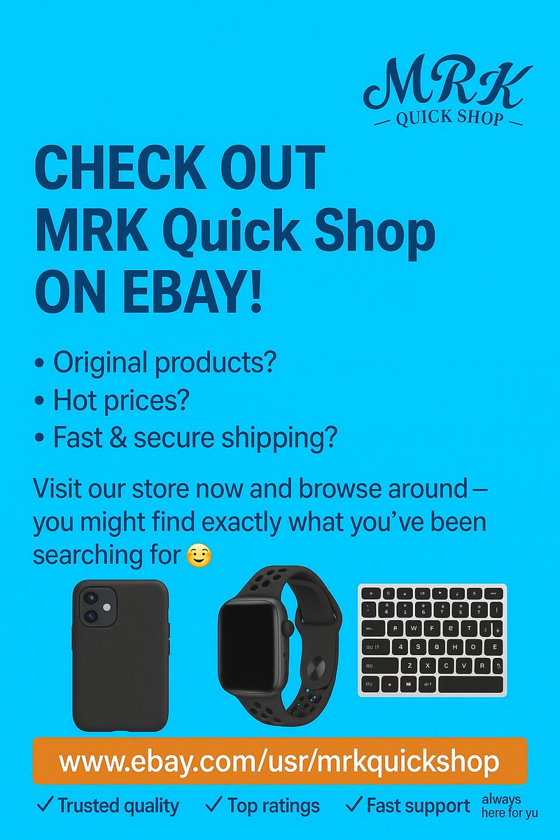 MrkQuickShop's tweet photo. 🌟 Shop Smart with MRK Quick Shop on eBay! 🌟

We’re back &amp; ready to serve you! Find ✔ Original products ✔ Hot prices ✔ Fast shipping— all in one place.

🔗 Visit Our Store: https://t.co/FPcZoGkIj2

🛒 Shop now for top-rated quality &amp; quick support! https://t.co/w4ZPIxu37v
