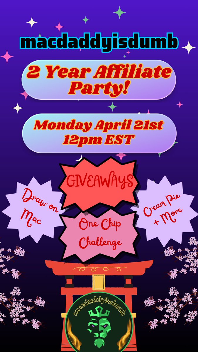 SavageNationTTV's tweet photo. 🎉 In about an hour, @macdaddyisdumb is going LIVE to celebrate his epic 2-year affiliate anniversary! Let’s show him ALL the love and support as he takes this milestone to the next level! Trust me, you do NOT want to miss out – he's got some HUGE news dropping during the stream! https://t.co/x1TkMf6zCw