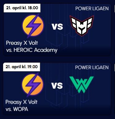 Preasy Esport π©π° (@preasyesport) on Twitter photo Our Project together with <a href="/VoltGesports/">Volt π©π°</a> is live tonight in the danish <a href="/Dust2dk/">Dust2 π©π°</a> PowerLiga!
We will ofc. be there and support the guys! β‘οΈ
βοΈ 18:00 CET
πΊ twitch.tv/dust2tv
Let's go <a href="/Lund_CSGO/">Mikkel Lund π©π°</a> <a href="/skyyeCS/">Tom</a> <a href="/MazeCSGO/">Maze</a> <a href="/zewtscs/">Cosmin Gabriel</a> <a href="/JBOENcs/">JBOENπ¦¦</a> β‘οΈ Our Project together with <a href="/VoltGesports/">Volt π©π°</a> is live tonight in the danish <a href="/Dust2dk/">Dust2 π©π°</a> PowerLiga!
We will ofc. be there and support the guys! β‘οΈ
βοΈ 18:00 CET
πΊ twitch.tv/dust2tv
Let's go <a href="/Lund_CSGO/">Mikkel Lund π©π°</a> <a href="/skyyeCS/">Tom</a> <a href="/MazeCSGO/">Maze</a> <a href="/zewtscs/">Cosmin Gabriel</a> <a href="/JBOENcs/">JBOENπ¦¦</a> β‘οΈ