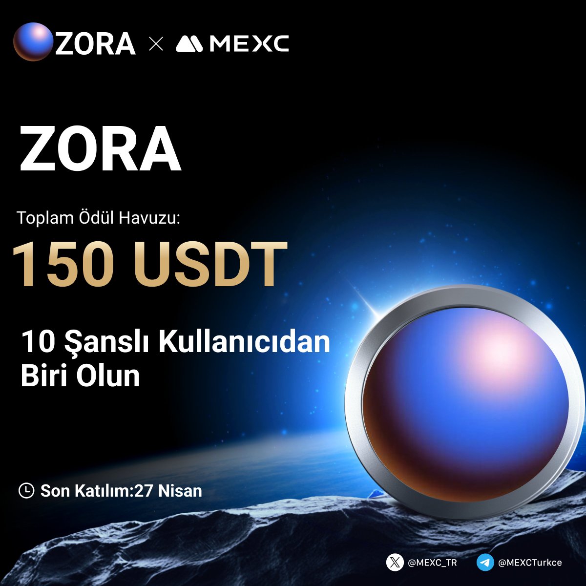 🎉  $ZORA'nin #MEXC'de Listelenmesini Kutluyoruz!

🤩140.000 $USDT Ödül Havuzuna Ek Olarak Tam 150 $USDT den Payınızı Kazanmak İçin Yapmanız Gerekenler;

🔹Takip Edin:<a href="/MEXC_TR/">EDIS</a>
🔹Formu Doldurun;mexctr.info/42lEfBe
🔹Bu gönderiyi beğenin ve RT yapın 

⏰Son Katılım Tarihi: 27