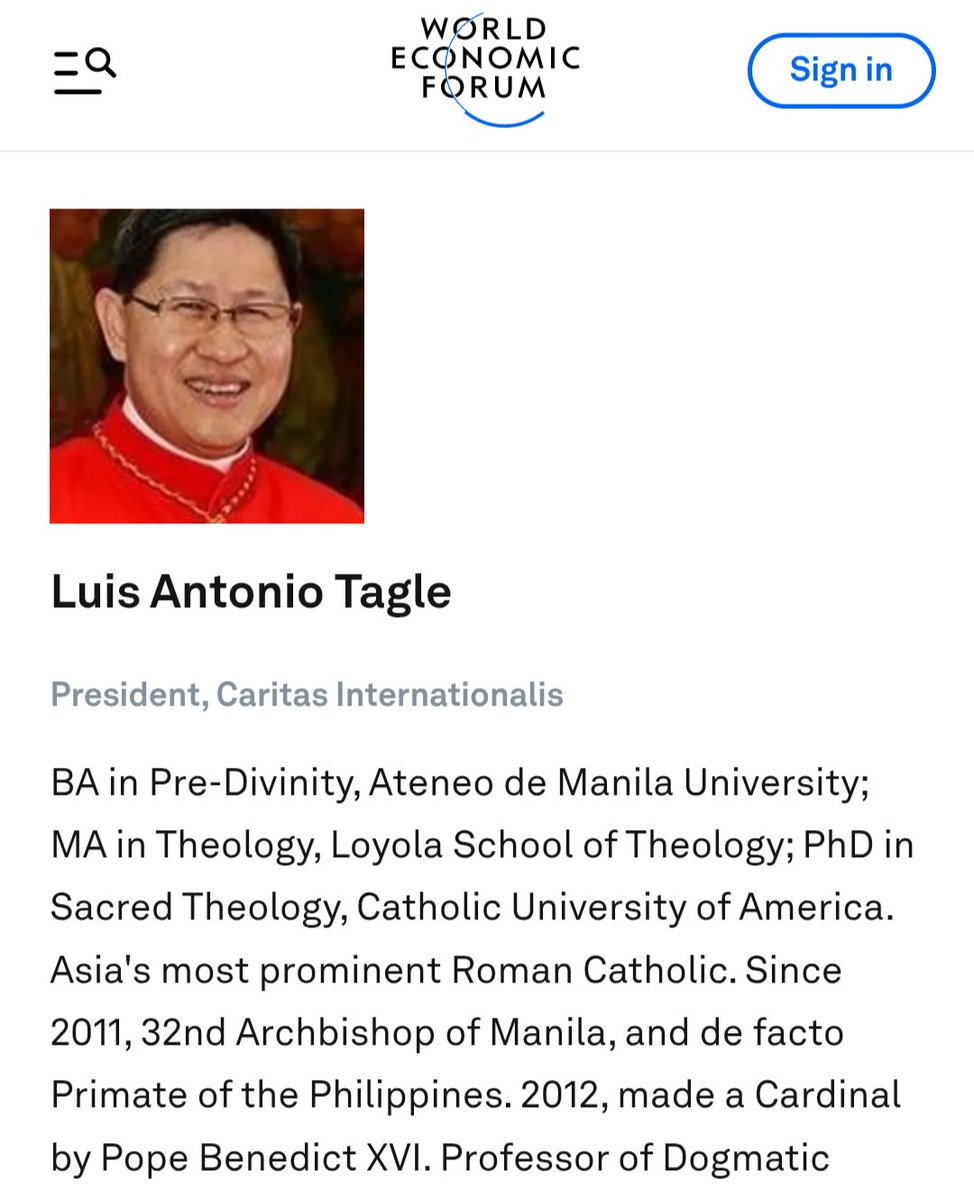 Another WEF Papal Candidate. 
Steer clear from all these WEF people.