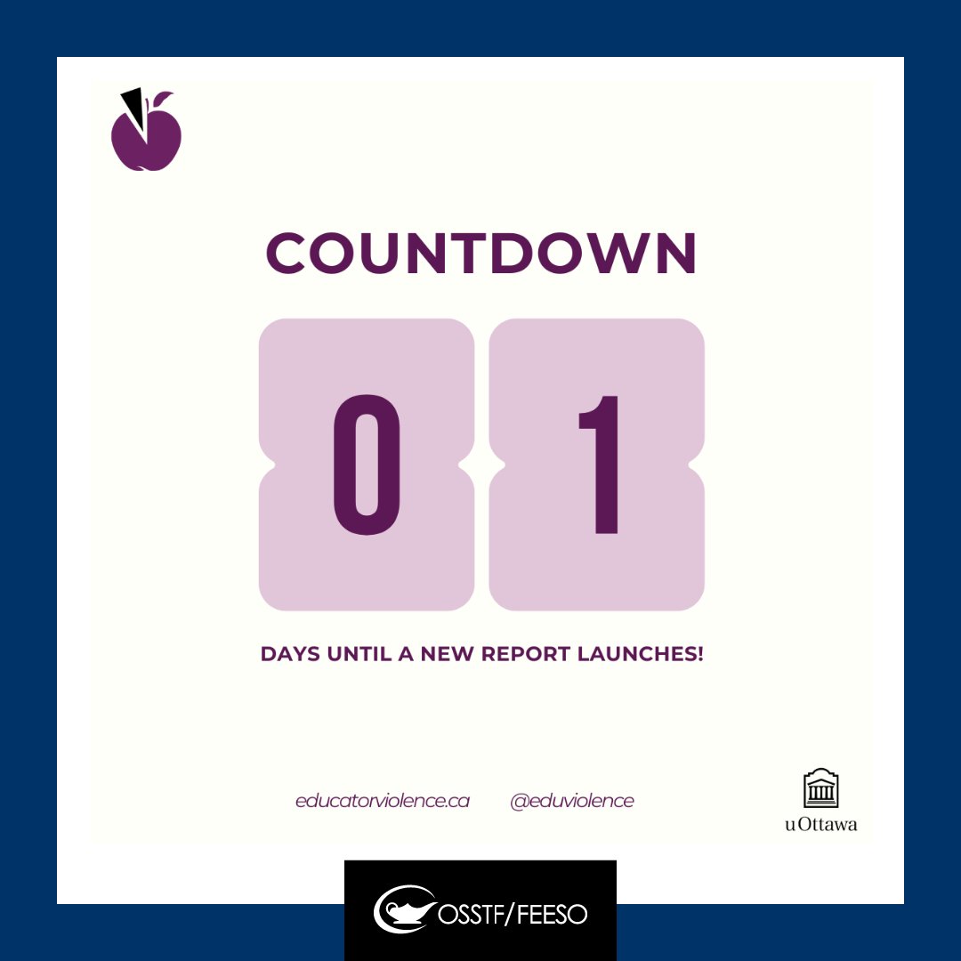 🚨 Tomorrow, <a href="/eduviolence/">Violence and Harassment Against Educators</a> releases a powerful new report on violence in Ontario schools.

#OSSTF members contributed to this research by sharing their firsthand experiences of violence in #OntEd classrooms. Their voices are clear. Their stories are real. The need for change is