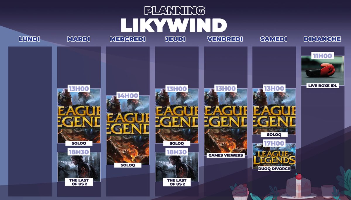 ❌ PLANNING ❌

On reach le diamant ou rien
On continue la chialade garantie qu’est The Last of Us 2
On joue ensemble parce que c’est cool
Je divorce avec mon copain avec lequel je suis même pas mariée
Je me bats avec mon copain parce que il attend quoi pour me marier