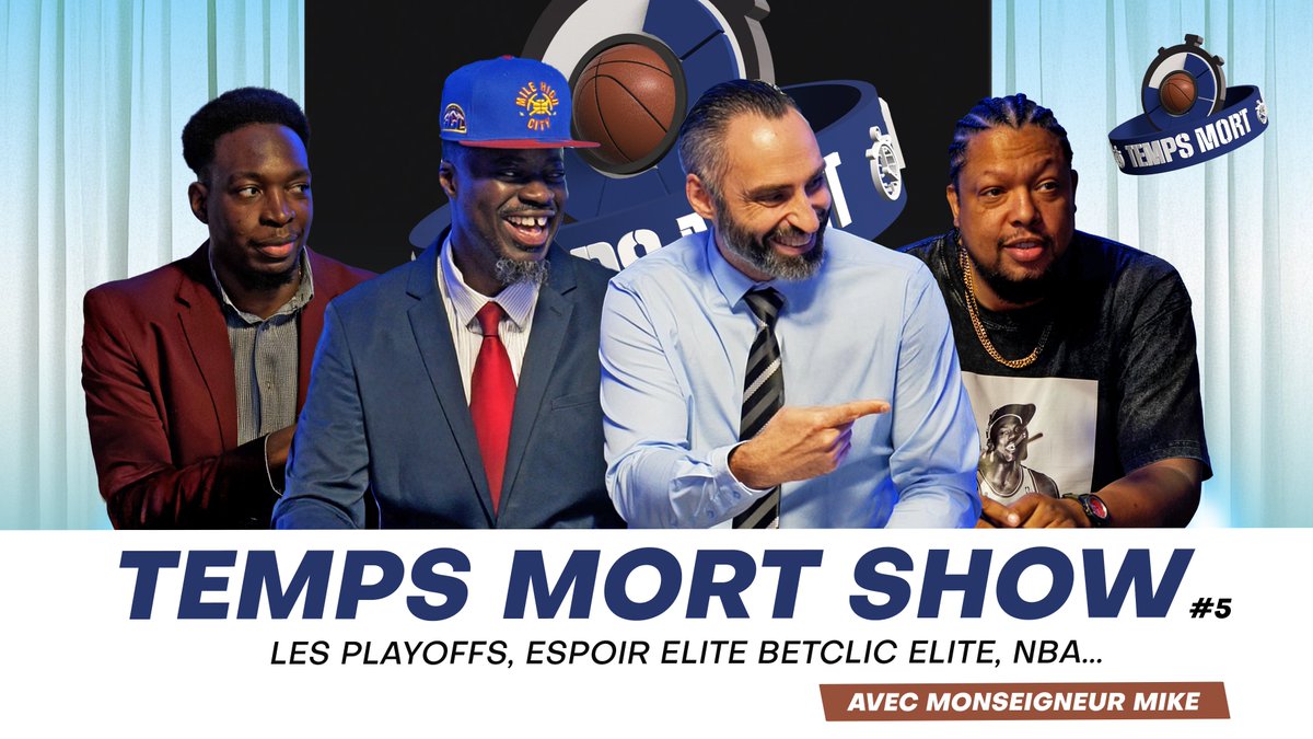 tempsmortshow's tweet photo. Déjà le 5éme épisode de TEMPS MORT SHOW !

Nous traitons 
Playoffs 
NBA
Euroleague 
Betclic Elite
La boulangère Wonderligue 
Espoir Elite
avec @actsagarakis @djflexta @mils_lhd et @MonseigneurMike 

Dispo sur Youtube https://t.co/ZhiviDYMra 

#Playoffs  #nba #tempsmortshow https://t.co/UxI9L6VGfM