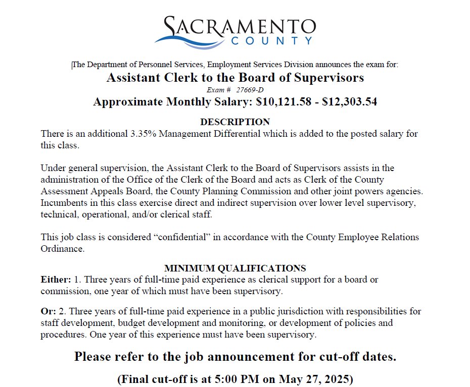 SacCountyCA's tweet photo. Now Hiring! Registered Veterinary Technician; Sheriff's Lieutenant; Sustainability Manager; and more! https://t.co/QlL8K9o016 https://t.co/DZgGTvIW3X
