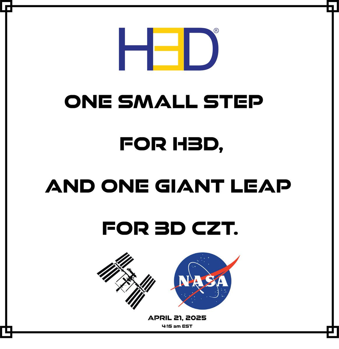 3DCZT launched today at the Kennedy Space Center. &gt;90 cm3 of CZT will be installed on the International Space Station to qualify the tech for future missions &amp; to study phenomena such as gamma-ray bursts &amp; supernovae.  #ISS #radiation #space

More info: h3dgamma.com/H3DNavalSpace.…