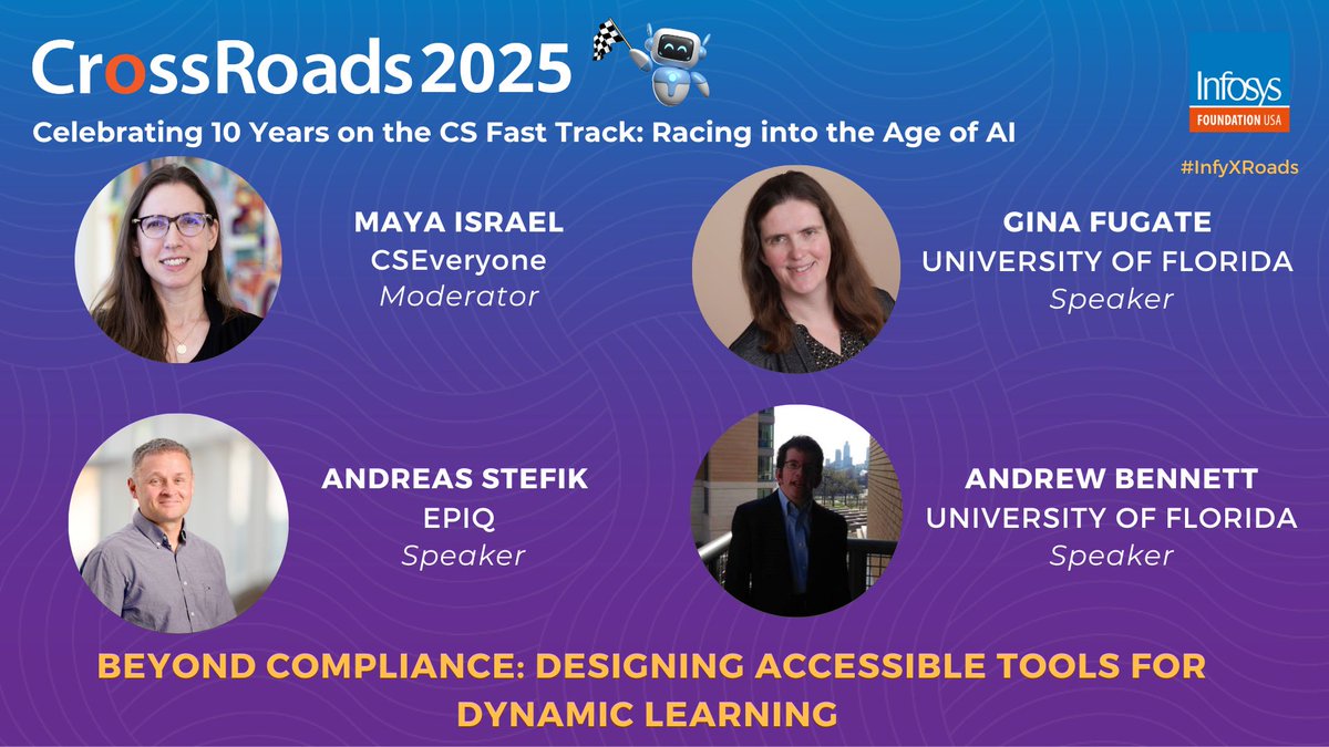 UF CS Everyone Center (@uf_cseveryone) on Twitter photo CSEveryone is thrilled to have Director Maya Israel, Andrew Bennett, and Gina Fugate at the upcoming CrossRoads 2025 thought leadership conference hosted by <a href="/InfyFoundation/">Infosys Foundation USA</a> from May 7th-9th. #AI #CompSci #FutureReady #DigitalSkillsCSEveryone CSEveryone is thrilled to have Director Maya Israel, Andrew Bennett, and Gina Fugate at the upcoming CrossRoads 2025 thought leadership conference hosted by <a href="/InfyFoundation/">Infosys Foundation USA</a> from May 7th-9th. #AI #CompSci #FutureReady #DigitalSkillsCSEveryone