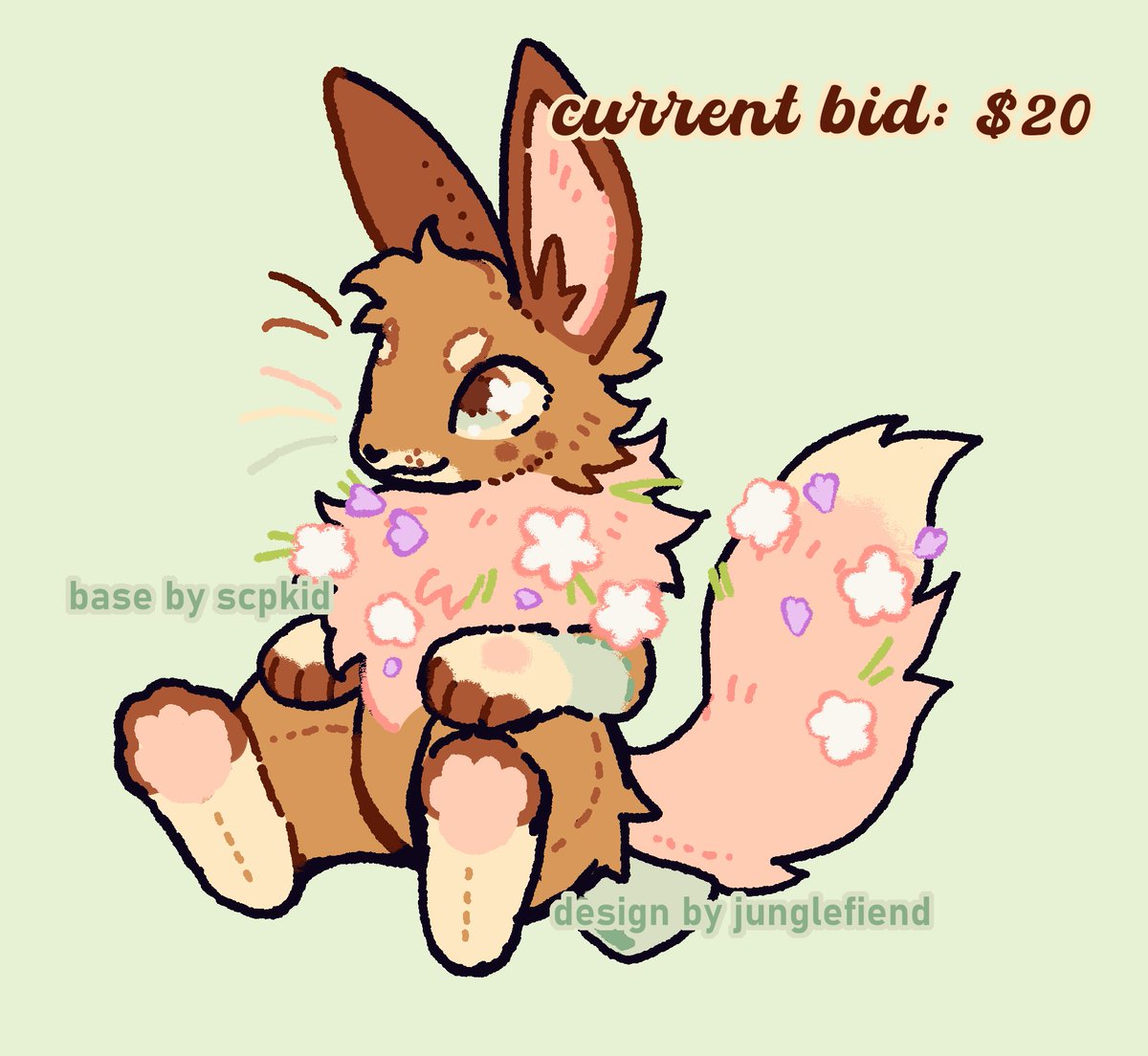 JungleFiends's tweet image. 🌸🌼💐
the last design up for active bidding is this spring flower eevee!! their bidding ends in 14 hours ^^

base by scpkid!
#furryadopts #furryadoptable