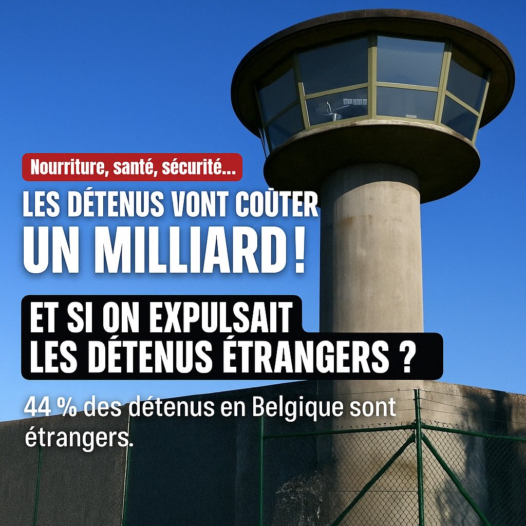 simao_rda's tweet image. La Belgique compte 13 400 détenus.
44 % sont étrangers → 5 896 personnes.
À 163 €/jour, ça fait 350,7 millions €/an.
Un tiers du budget carcéral.
Avec ça, on pourrait :
•Soutenir des dizaines de milliers d’indépendants.
•Revaloriser les salaires des policiers et…