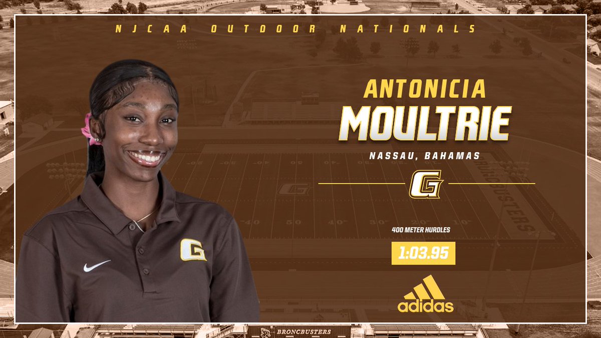 Antonicia Moultrie qualifies for the NJCAA Women's Outdoor Track and Field Championships in the 400 meter hurdles with a time of 1:03.95, placing 1st at the Kansas Wesleyan Coyote Classic.