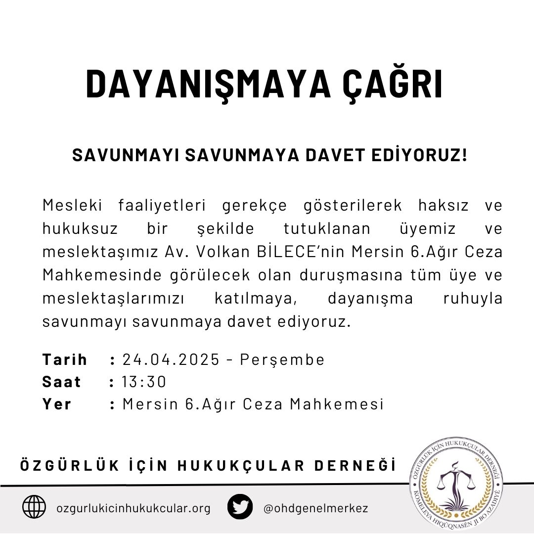 Özgürlük için Hukukçular Derneği tweet media
