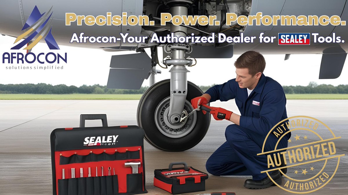 afrocon22's tweet image. From aircraft maintenance to ground support, quality tools matter.
Afrocon is an 𝐚𝐮𝐭𝐡𝐨𝐫𝐢𝐳𝐞𝐝 𝐝𝐞𝐚𝐥𝐞𝐫 𝐨𝐟 𝐒𝐞𝐚𝐥𝐞𝐲, delivering tools trusted across aviation.
📞 +971-509715042
📧 sales@afroconllc.com
🌐 afroconllc.com
#AfroconLLC #SealeyTools #Aviation