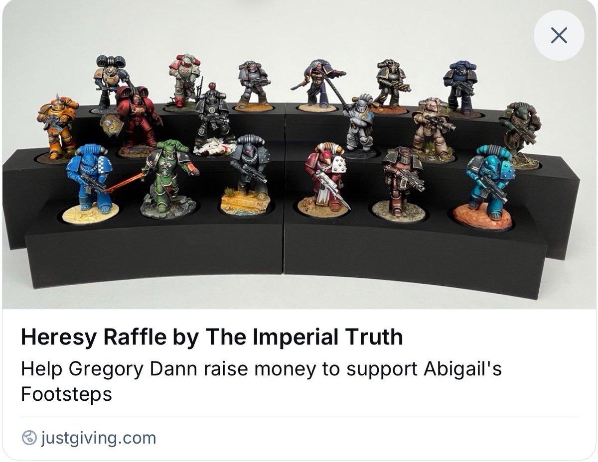 Very proud to have contributed to this along with some amazing painters. Please consider donating if you are able. 

justgiving.com/page/heresyraf…