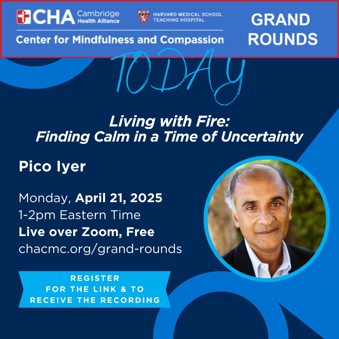 🔥 TODAY! Healthcare &amp; mental health providers:
Feeling the pressure? Join us today 4/21, 1–2pm ET for Grand Rounds with author Pico Iyer on finding calm in uncertain times. Free on Zoom.
🔗 chacmc.org/grand-rounds
#MentalHealth #PicoIyer #Mindfulness