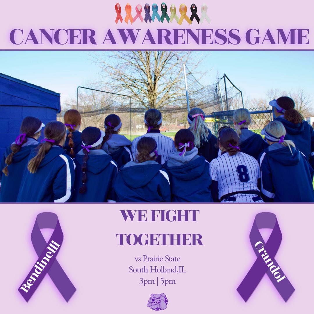 Game Day 🎗️
Today we will honoring and playing for Katie Crandol and Pete Bendinelli in our cancer awareness game💜
Show up in purple or any other color to represent someone you know with cancer
#sscsoftball #bulldogpride #cancerawareness #katiestrong