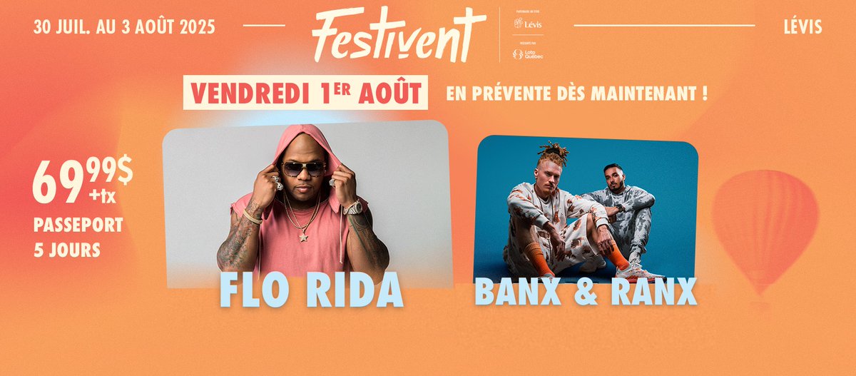 Nous serons au <a href="/festivent/">Festivent</a> de Lévis ce 1e août 2025 avec Flo Rida et plusieurs autres artistes 🥳🕺On a hâte de vous y voir!! facebook.com/share/1RpEd7nQ…