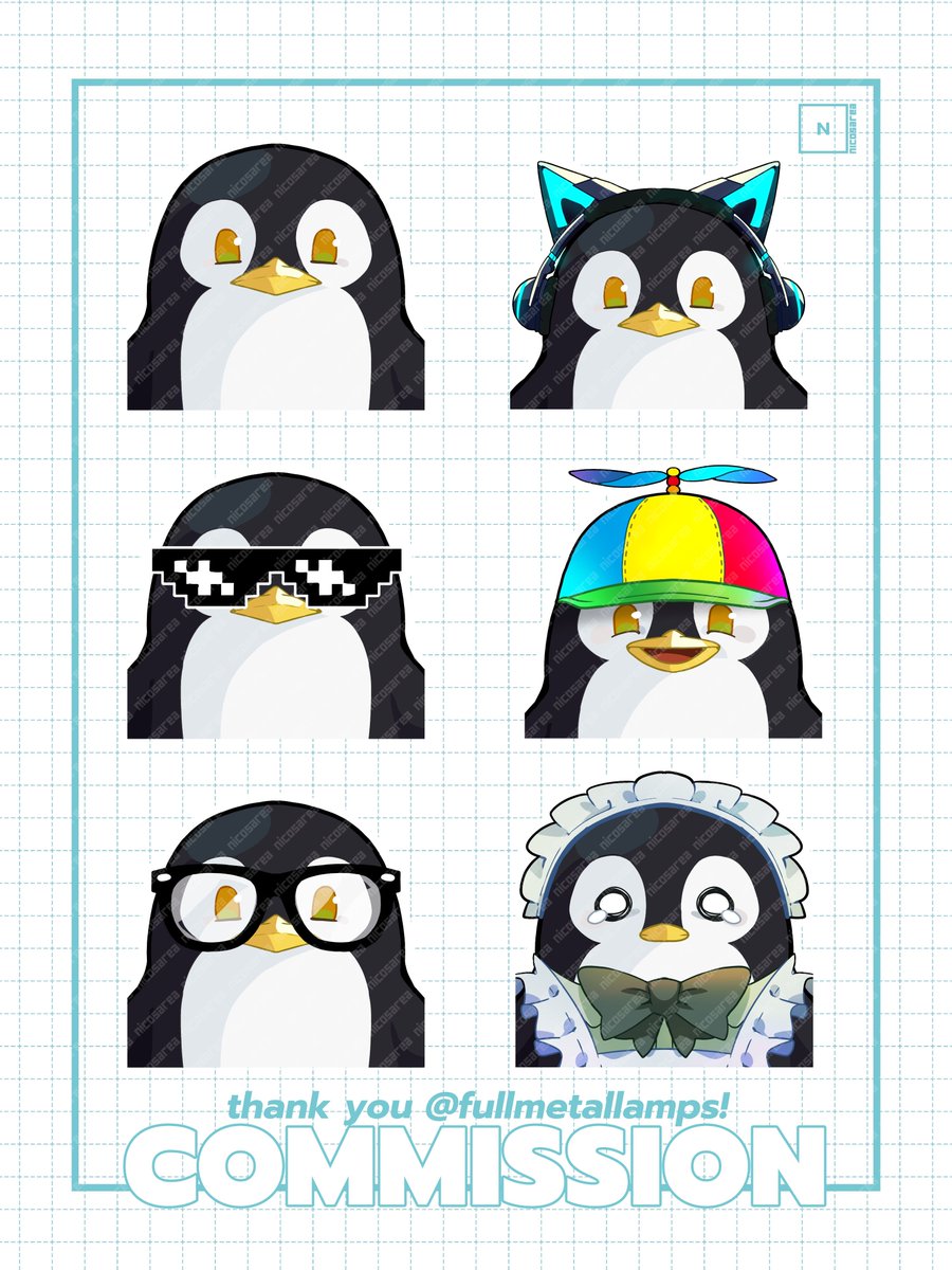 Nicosarea's tweet image. thanks for the art commission @onepiecefeats (fullmetallamps)!! i don&apos;t typically do twitch emotes/badges but really enjoyed the process 🐧🥰