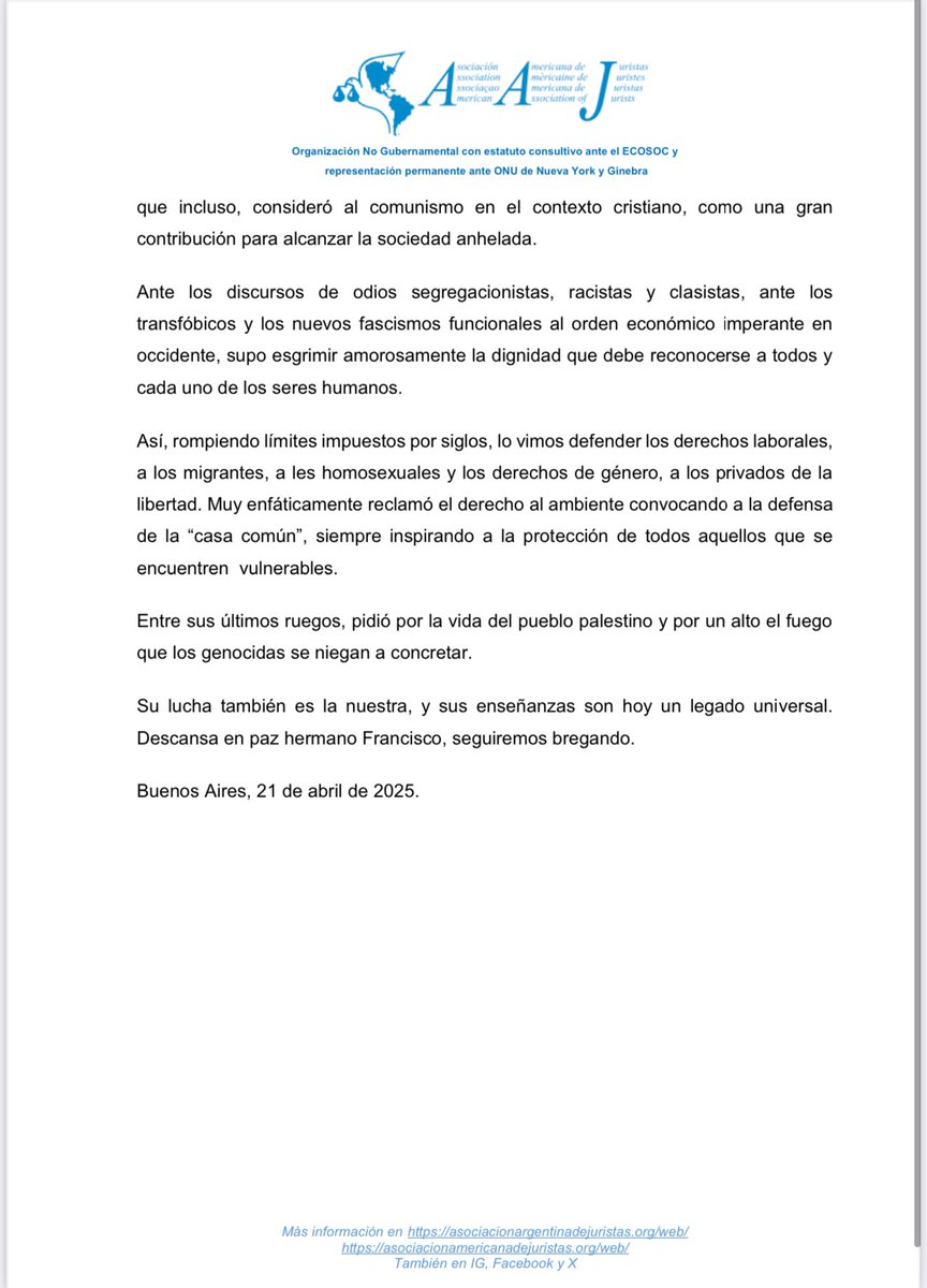 Despedida al Papa Francisco