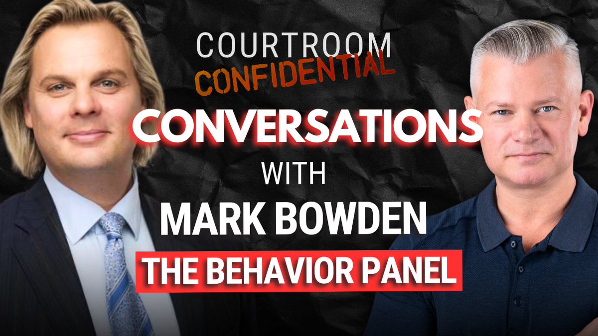 Courtroom Confidential (@crconfidential) on Twitter photo TONIGHT at 5pm PT / 8pm ET! Body language expert and bestselling author Mark Bowden (<a href="/truthplane/">Mark Bowden</a>) joins <a href="/JoshuaRitterESQ/">Joshua Ritter</a> for CC Conversations to break down the power of nonverbal communication and discuss his journey on YouTube as co-host of <a href="/behaviorpanel/">thebehaviorpanel</a>. Link below! TONIGHT at 5pm PT / 8pm ET! Body language expert and bestselling author Mark Bowden (<a href="/truthplane/">Mark Bowden</a>) joins <a href="/JoshuaRitterESQ/">Joshua Ritter</a> for CC Conversations to break down the power of nonverbal communication and discuss his journey on YouTube as co-host of <a href="/behaviorpanel/">thebehaviorpanel</a>. Link below!