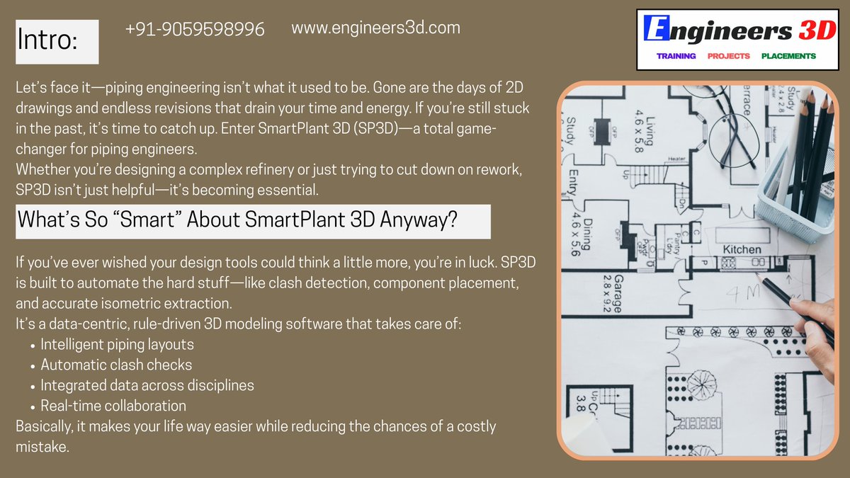 Engineers3d's tweet image. SmartPlant 3D (SP3D) is changing the game for piping engineers—think faster designs, fewer errors, and way less rework.
We broke down exactly why SP3D is the must-know tool for modern engineering teams. If you’re not using it yet, this blog is your sign. 👇

 #SmartPlant3D #SP3D