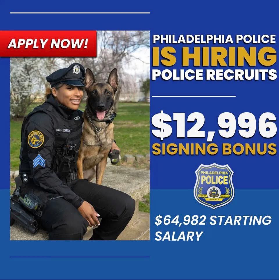 PPDRecruiting's tweet image. One week ago today, Class 416 began and Detective Bradbury, who played a pivotal role in the hiring process—bringing in an impressive 13 recruits, making up 20% of the class.
Thank you for your hard work and dedication, sir! @PPDVJohnson