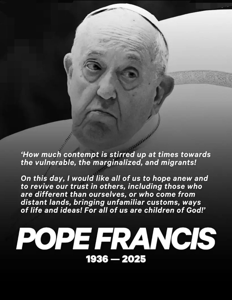 The #Pope that challenged the establishment, recognized, admitted, apologized, called out the wrongful treatment of the vulnerable. 

Now, if we could only get Gov't that will end their #PurgeOfTheVulnerables.

#AidNotMAiD #PWD #CDB <a href="/UN/">United Nations</a> #CRPD #FixTheCDB
#canpoli #cdnpoli #Elxn45