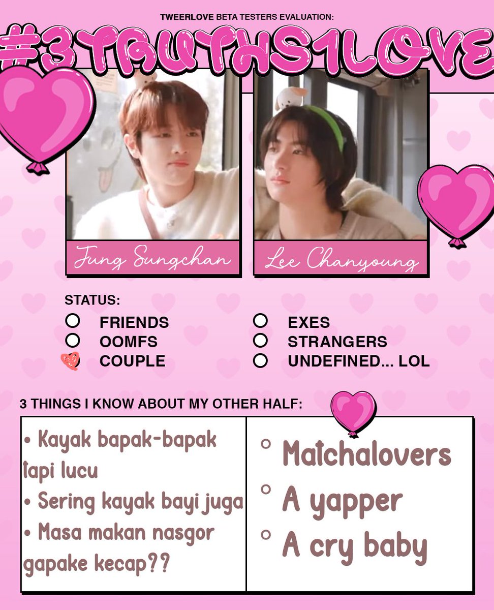 JSCYangLain's tweet photo. @tweerlove #3Truths1Love | Jung Sungchan (@YounghoonIPS7) &amp; Lee Chanyoung (@JSCYangLain), @JungDeWizard @TakaraSUNGHO @chaserSUNGCHAN @EUNSEOKtier @LittenHEESEUNG. https://t.co/XTQPDfv8Ao