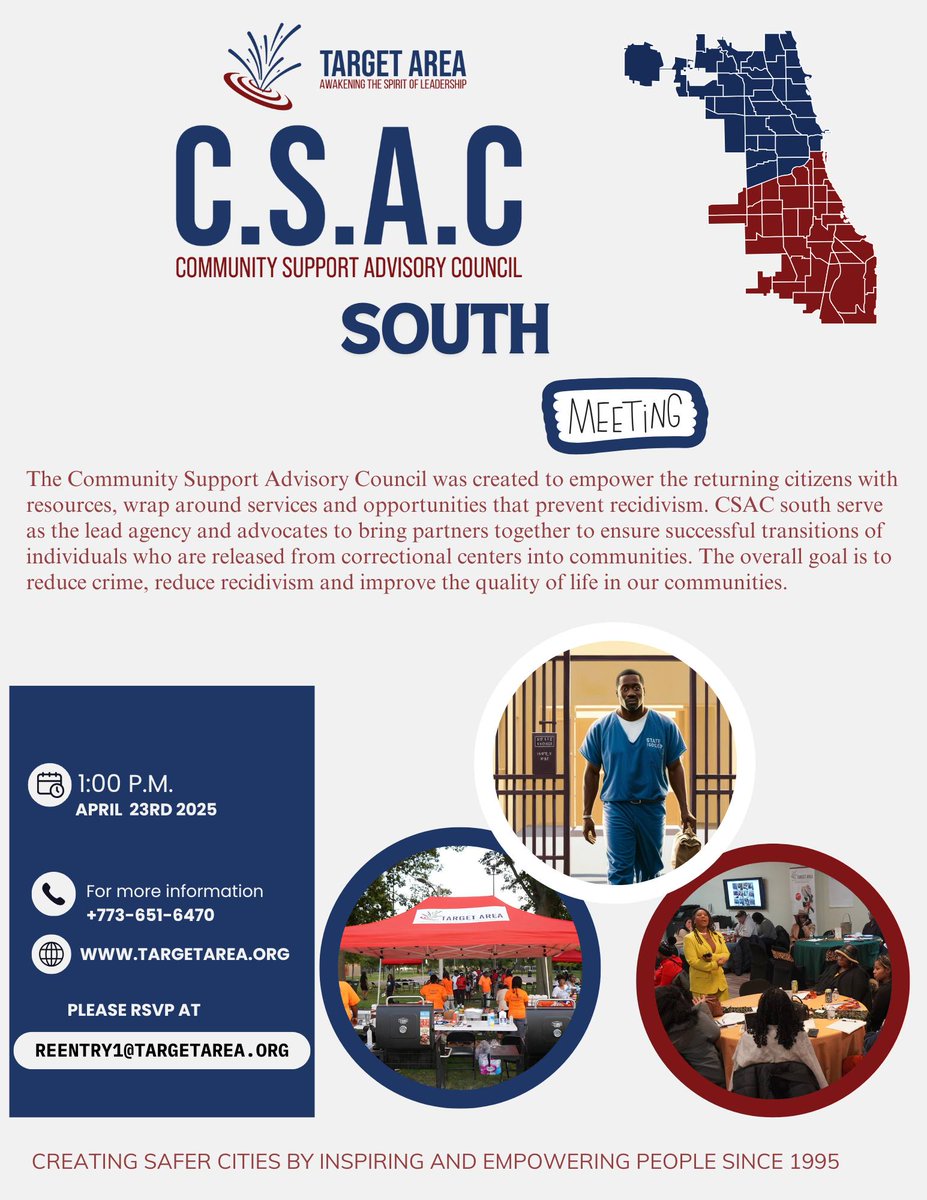 TargetArea's tweet image. JOIN US APRIL 23RD
Csac South MONTHLY MEETING.....
RSVP @REENTRY1@TARGETAREA.ORG