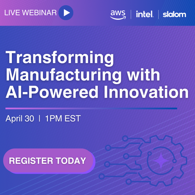 BarbSteen's tweet photo. 📉 72% of manufacturers say AI is too complex or costly to implement — that changes now. Join Slalom &amp; AWS for a live virtual event &amp; see how GenAI Accelerators, powered by Intel Xeon processors, are breaking down barriers to AI adoption — making it... https://t.co/SnByuZOGYu https://t.co/pu0PmolhOo