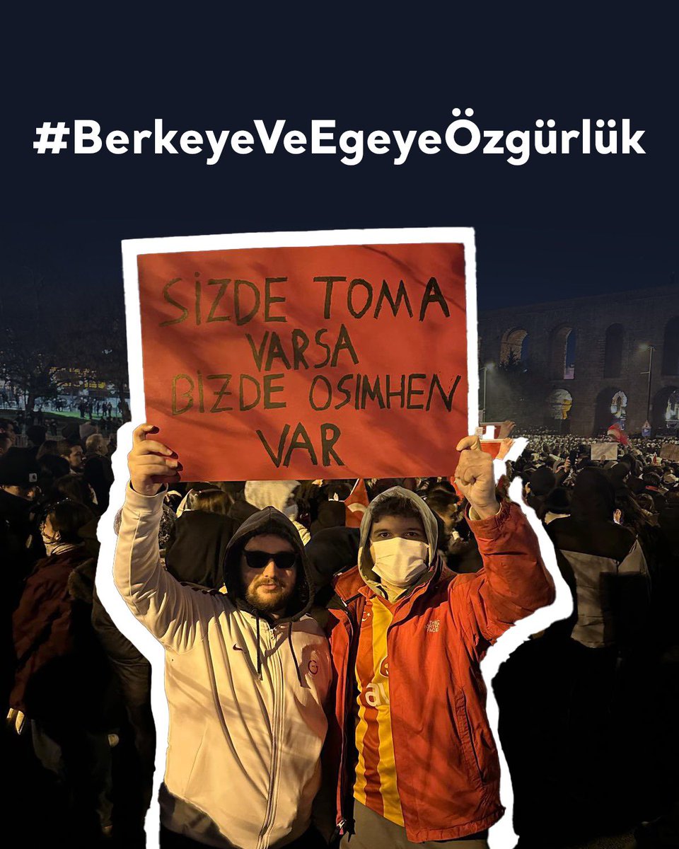 protesto hakkını kullandıkları için 26 gündür tutuklu olan arkadaşlarımız için özgürlük istiyoruz #BerkeyeVeEgeyeÖzgürlük