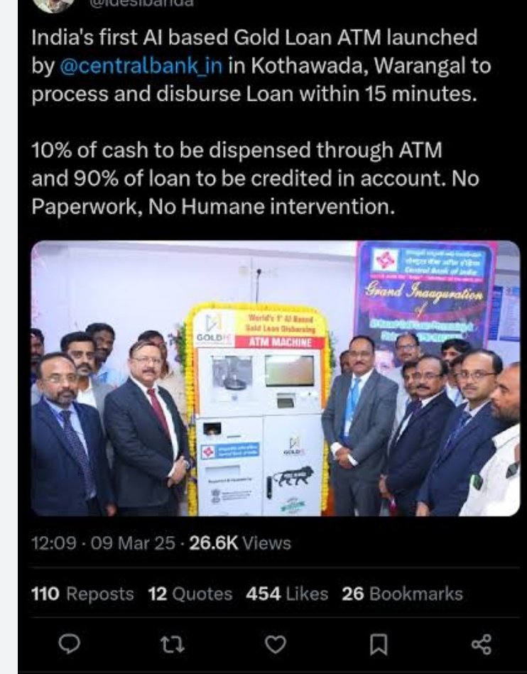 dumpasaimanoj's tweet photo. @hvgoenka Central Bank of India has already started this facility in one of their branches in warangal https://t.co/A55gRzyP9m