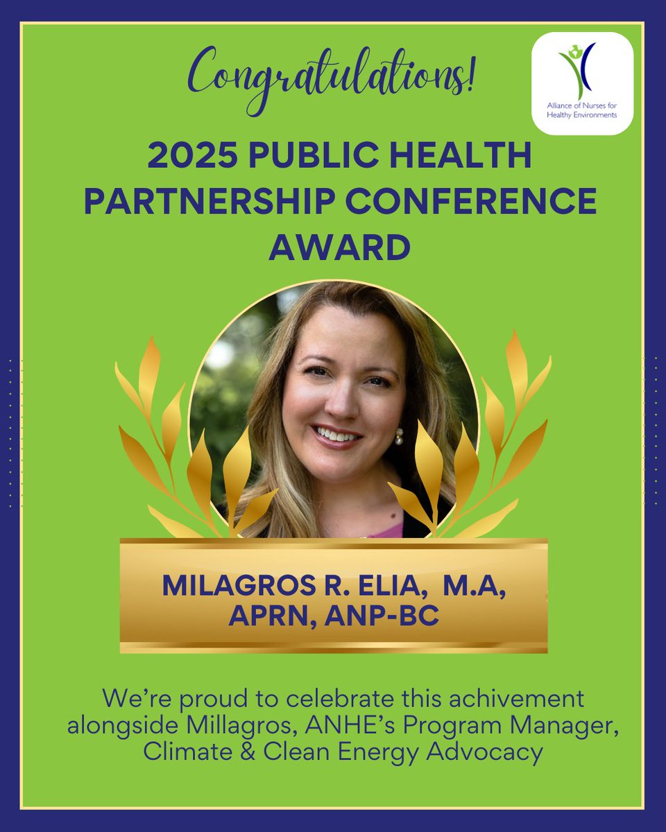 🎉 Huge congratulations to ANHE’s own Milagros Rosado Elia on being named a 2025 Public Health Partnership Conference Award recipient!

Out of a record 70 nominations, Milagros was one of just 25 honorees selected for her outstanding contributions to public health. 🙌