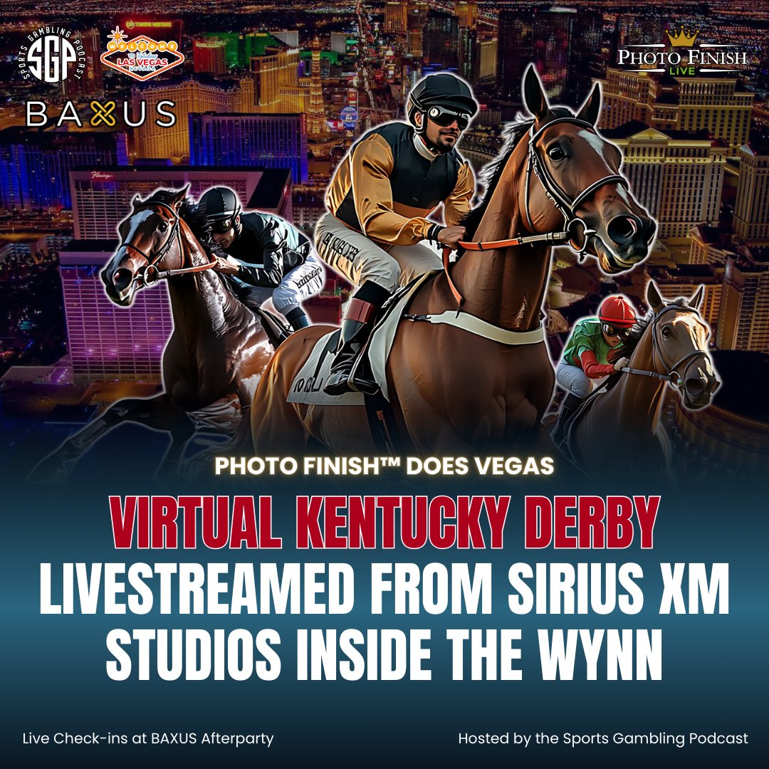 Photo Finish™ LIVE 🌹 🐎 Virtual Horse Racing (@photofinishgame) on Twitter photo Photo Finish™ LIVE is coming to Las Vegas.
The Season 27 Virtual Kentucky Derby will be livestreamed from the Sirius XM studios inside the Wynn Hotel in Las Vegas.
Hosted by Vegas-based <a href="/GamblingPodcast/">Sports Gambling Podcast ™</a>, the broadcast kicks off a bold new push into mainstream coverage and Photo Finish™ LIVE is coming to Las Vegas.
The Season 27 Virtual Kentucky Derby will be livestreamed from the Sirius XM studios inside the Wynn Hotel in Las Vegas.
Hosted by Vegas-based <a href="/GamblingPodcast/">Sports Gambling Podcast ™</a>, the broadcast kicks off a bold new push into mainstream coverage and
